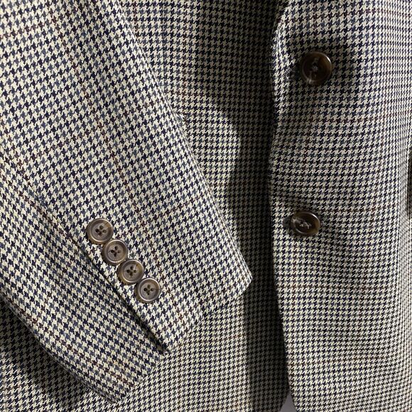 Chaps Ralph Lauren Wool Silk Sport Coat Mens 42R Houndstooth Blazer Suit Jacket - Picture 9 of 16
